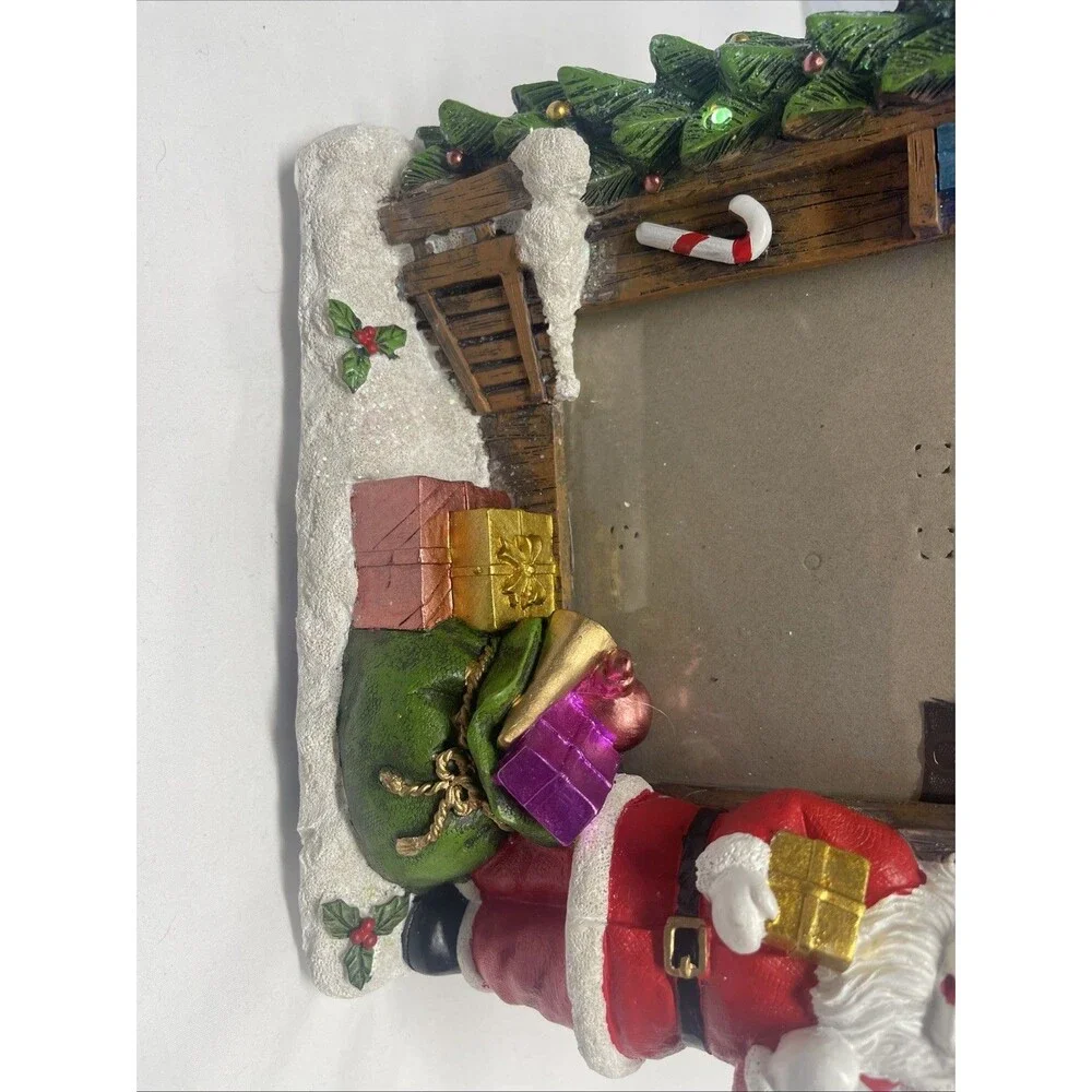Christmas Themed Photo Frame Lights Blink Santa and Tree Holds 5'' x 7'' Photo